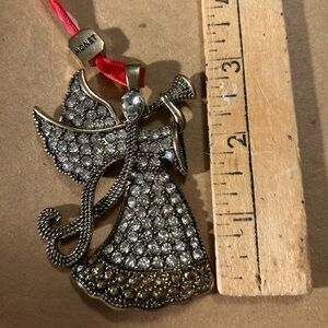 Monet Angel Rhinestone Christmas Ornament Annual Dated  2017 signed